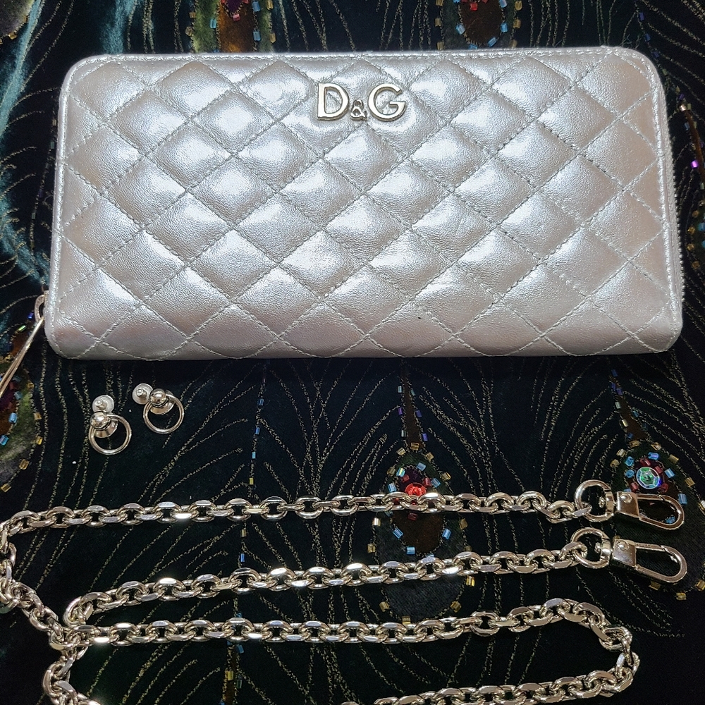 Dolce & Gabbana Silver Quilted Wallet